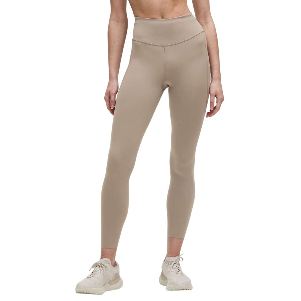 Lululemon Women's Warm Ash Grey Fast and Free High Rise 25" Pockets Tight Size 6